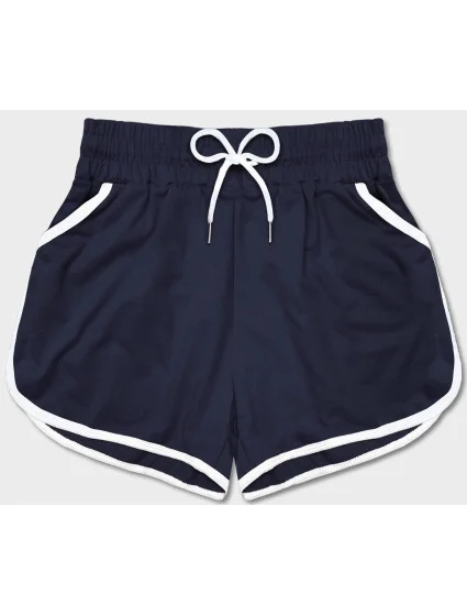 Tmavě modré dámské šortky s kontrastní lemovkou model 18369465 - J.STYLE Tmavě modré dámské šortky s kontrastní lemovkou model 18369465 - J.STYLE