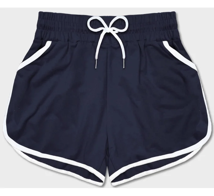 Tmavě modré dámské šortky s kontrastní lemovkou model 18369465 - J.STYLE Tmavě modré dámské šortky s kontrastní lemovkou model 18369465 - J.STYLE