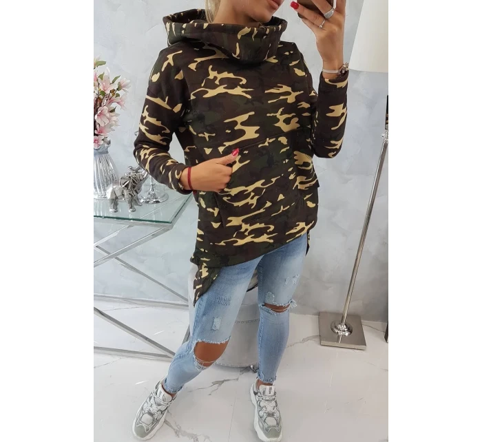 Mikina moro s dlhým chrbtom khaki+hnedá Mikina moro s dlhým chrbtom khaki+hnedá