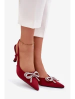Červené dámské lodičky s mašlí a patou model 21786997 - Boto Červené dámské lodičky s mašlí a patou model 21786997 - Boto
