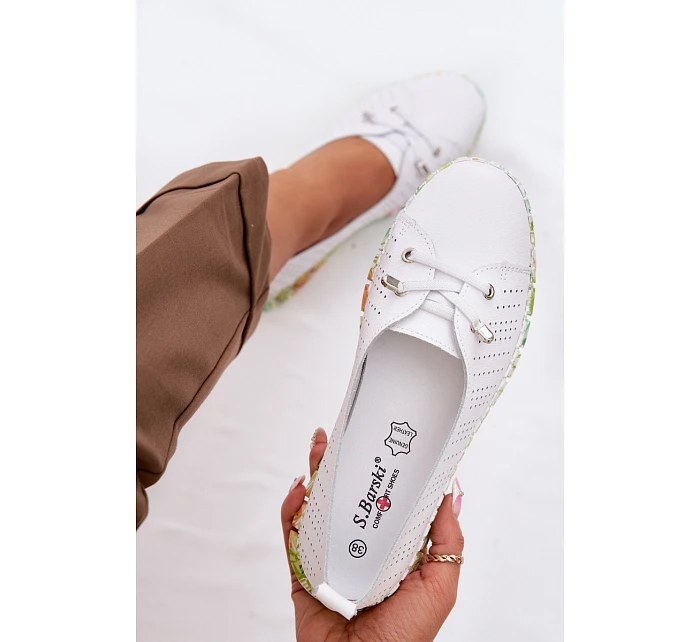 Kožené dámské polobotky S.Barski GR61-5970 Bílé