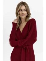 M810 Svetrové šaty s výstrihom do V - bordové M810 Svetrové šaty s výstrihom do V - bordové