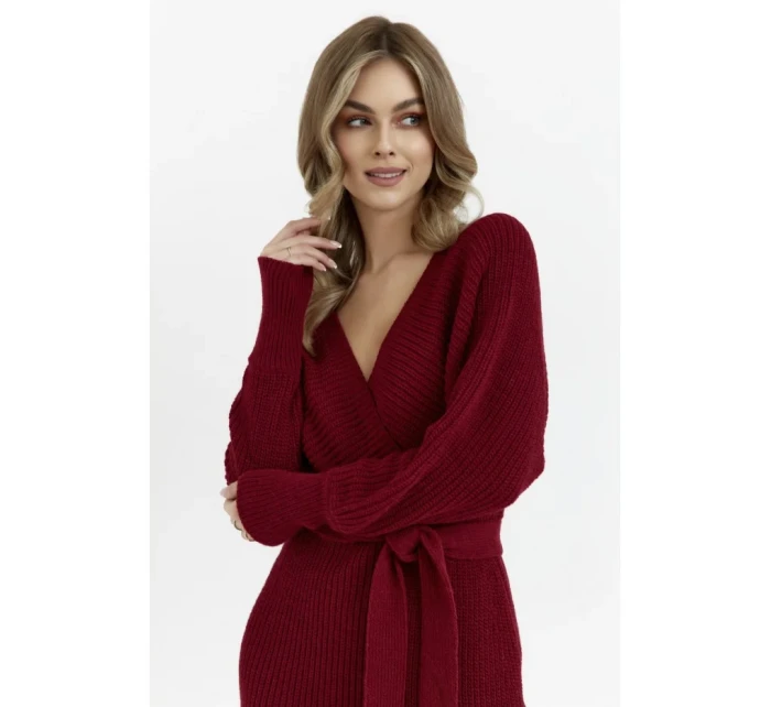 M810 Svetrové šaty s výstrihom do V - bordové M810 Svetrové šaty s výstrihom do V - bordové