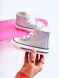 Detské vysoké tenisky strieborné Catrina