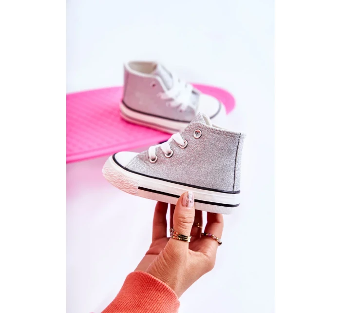 Detské vysoké tenisky strieborné Catrina Detské vysoké tenisky strieborné Catrina