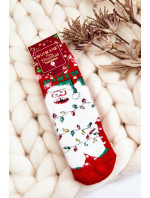 Detské vianočné bavlnené termoaktívne ponožky Yeti Red