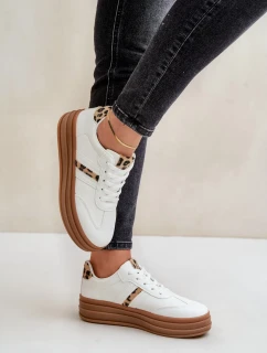 Dámske tenisky na platforme s leopardím vzorom biele Dravinnia