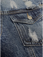 Svetlomodrá dlhá džínsová bunda s roztrhaním (POP7110-K)