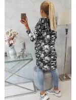 Mikina s dlhým chrbtom moro grey+black