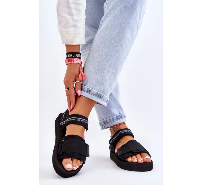 Damskie Sandały Na Rzepy Big Star LL274784 Czarne