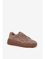 Kožené semišové dámské tenisky na platformě Tmavě béžové Danida