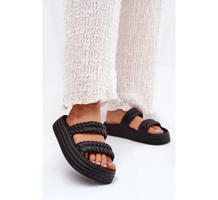 Dámske ľahké papuče na platforme S.Barski - čierne