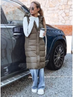 Dámská dlouhá prošívaná zelená vesta Dstreet model 21993367 - FashionStreet