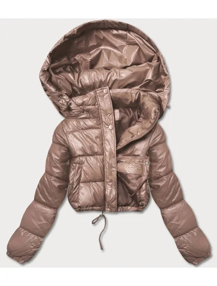 Krátka páperová bunda svetlohnedá (d2-3831-305)