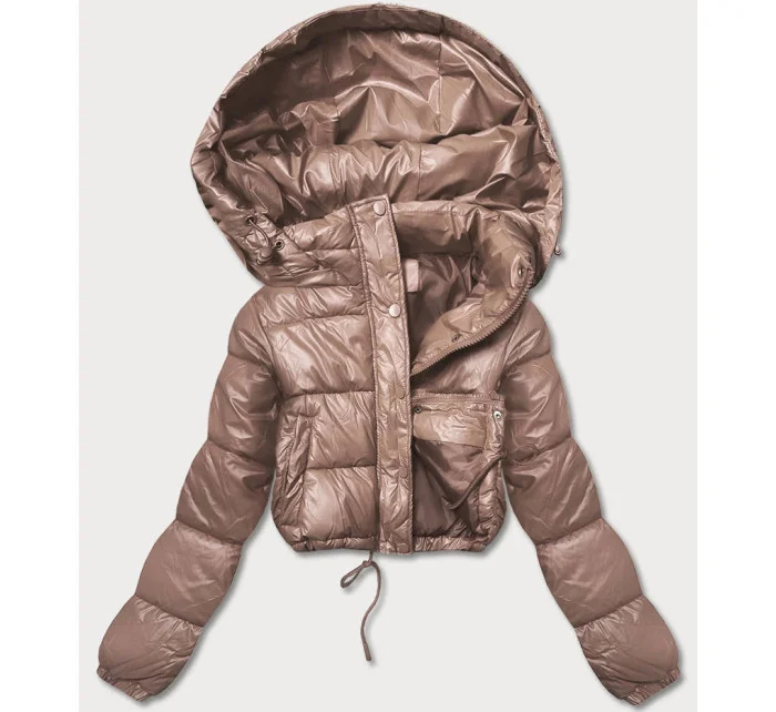 Krátka páperová bunda svetlohnedá (d2-3831-305)