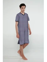 Vamp - Bavlnená kockovaná pánska nočná košeľa 20624 - Vamp Vamp - Bavlnená kockovaná pánska nočná košeľa 20624 - Vamp