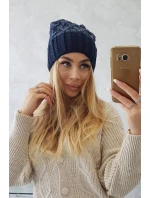 Milano fleecová čiapka K203 navy blue melange+green Milano fleecová čiapka K203 navy blue melange+green