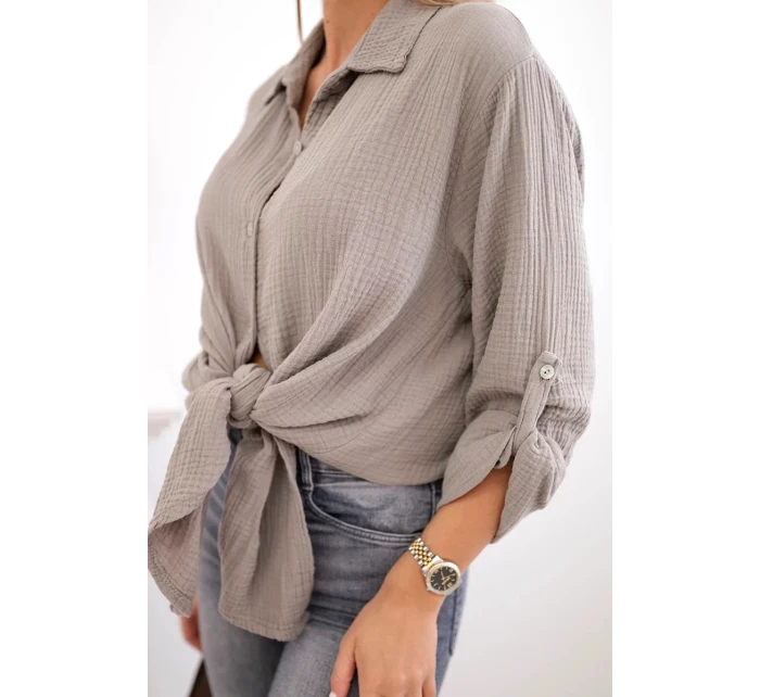 Bavlněná mušelínová košile Plus Size fango