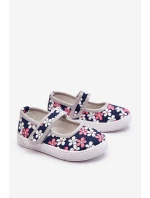 Dziecięce Baleriny W Kwiatuszki Granatowo-Szare Noah Dziecięce Baleriny W Kwiatuszki Granatowo-Szare Noah