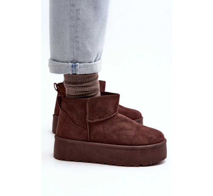 Sametové sněhule na platformě hnědé model 21646672 - Boto Sametové sněhule na platformě hnědé model 21646672 - Boto