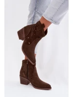 Dámské boty Kovbojky s vzorem čokoládové model 21935147 - Boto