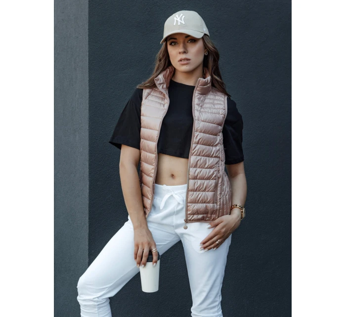Dámská prošívaná vesta se stojáčkem růžová Dstreet model 21979308 - FashionStreet