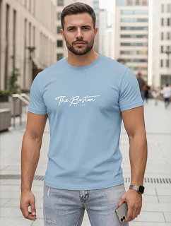 Tshirt męski bawełniany z nadrukiem The Boston błękitny model 22305527 - FashionStreet
