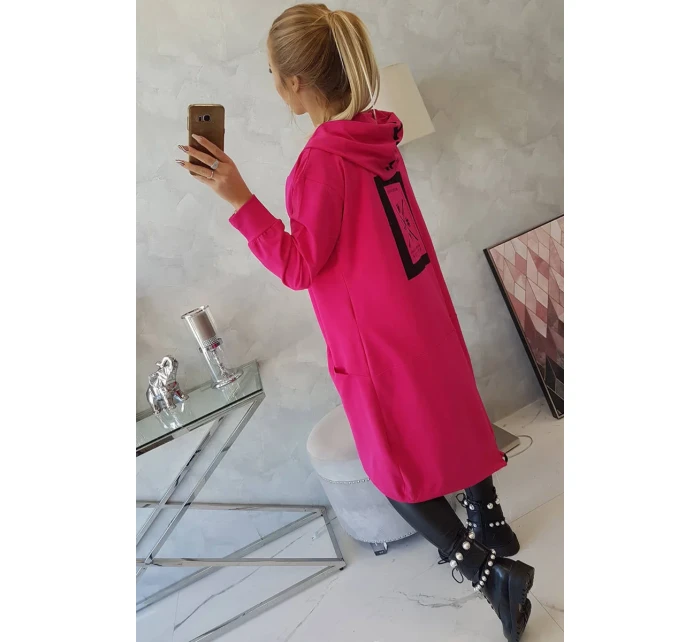 Pláštenka oversize s kapucňou fuchsiová Pláštenka oversize s kapucňou fuchsiová