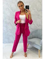 Elegantný set saka a nohavíc fuchsiovej farby