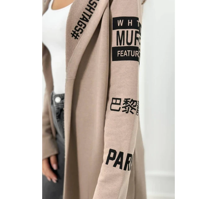 model 18980837 s nápisem tmavě béžová - K-Fashion model 18980837 s nápisem tmavě béžová - K-Fashion