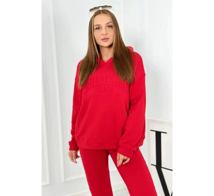 Izolovaná bavlněná souprava, mikina + kalhotami Brooklyn červený