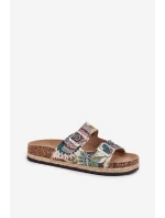 Wzorzyste Klapki Damskie Na Korkowej Platformie Z Klamrami Lee Cooper LCW-25-35-3483L Multikolor