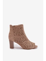 Dámské otevřené kotníkové boty na podpatku s výřezem béžové Ilavette
