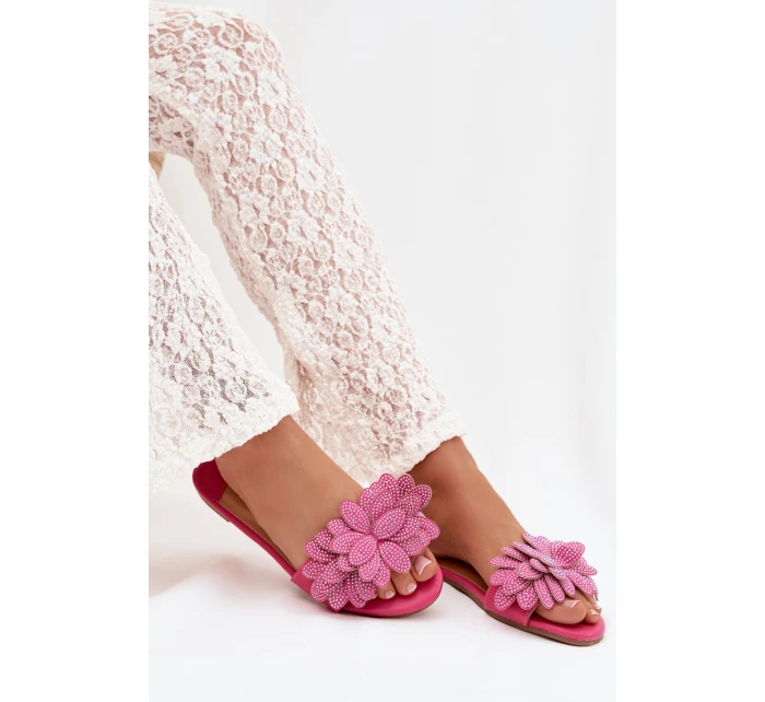 Dámské ploché pantofle s výzdobou Fuksie Grelora