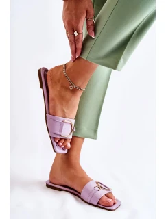 Dámské klasické kožené pantofle s zdobením fialový Shilla