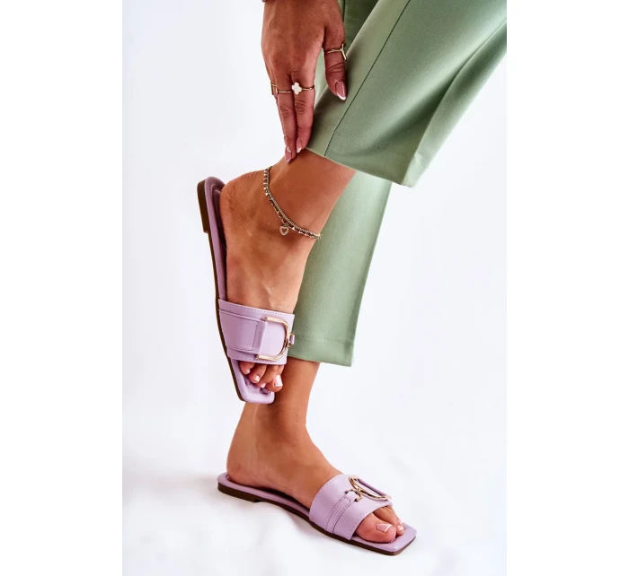 Dámské klasické kožené pantofle s zdobením fialový Shilla