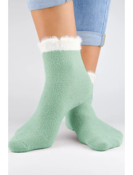 FROTÉ PONOŽKY S NADÝCHANÝM LEMOM PISTÁCIOVÉ SF002 FROTÉ PONOŽKY S NADÝCHANÝM LEMOM PISTÁCIOVÉ SF002