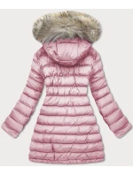 Tmavomodrá a ružová obojstranná dámska zimná bunda s kapucňou (w631) Tmavomodrá a ružová obojstranná dámska zimná bunda s kapucňou (w631)