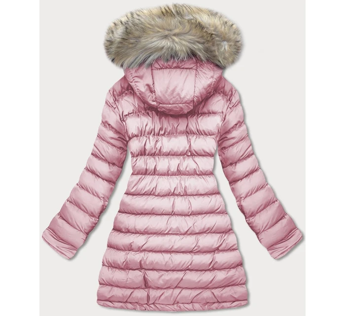 Tmavomodrá a ružová obojstranná dámska zimná bunda s kapucňou (w631) Tmavomodrá a ružová obojstranná dámska zimná bunda s kapucňou (w631)