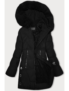 Čierna dámska zimná bunda s kožušinovou podšívkou S'west (R8165-1)