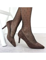 Dámské čokoládové semišové lodičky na jehlovém podpatku Sergio model 21906220 - LEONE