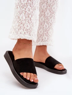 Dámské Pantofle Na Platformě Z Eko Semiše Černé model 21703770 - Boto