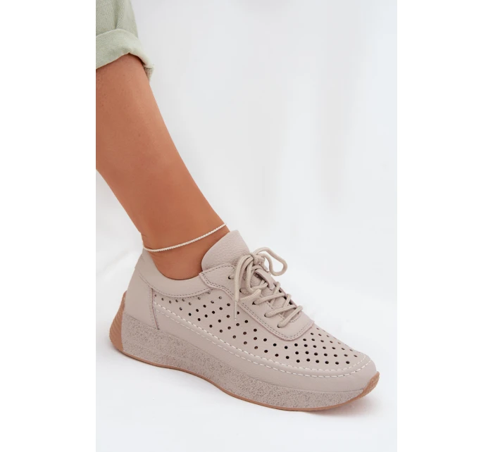 Kožené dámské tenisky s síťovinou Sergio Leone SP-013 šedé