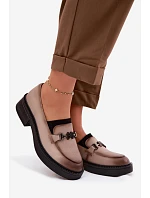 Kožené dámské mokasyny s ozdobným detailem Vinceza Béžové