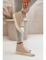 Dámske zateplené tenisky z eko kože Beige Big Star