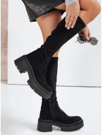 Dámské semišové kozačky s podrážkou černé Dstreet model 21993486 - FashionStreet