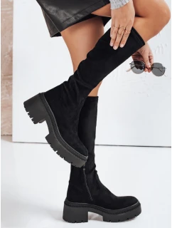 Dámské semišové kozačky s podrážkou černé Dstreet model 21993486 - FashionStreet