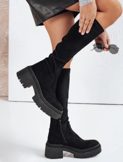 Dámské semišové kozačky s podrážkou černé Dstreet model 21993486 - FashionStreet