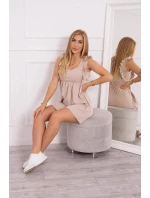 Šaty s volánky na bocích béžové Šaty s volánky na bocích béžové