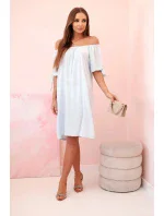 Dámské viskózové šaty s vázáním na rukávech modré Dámské viskózové šaty s vázáním na rukávech modré